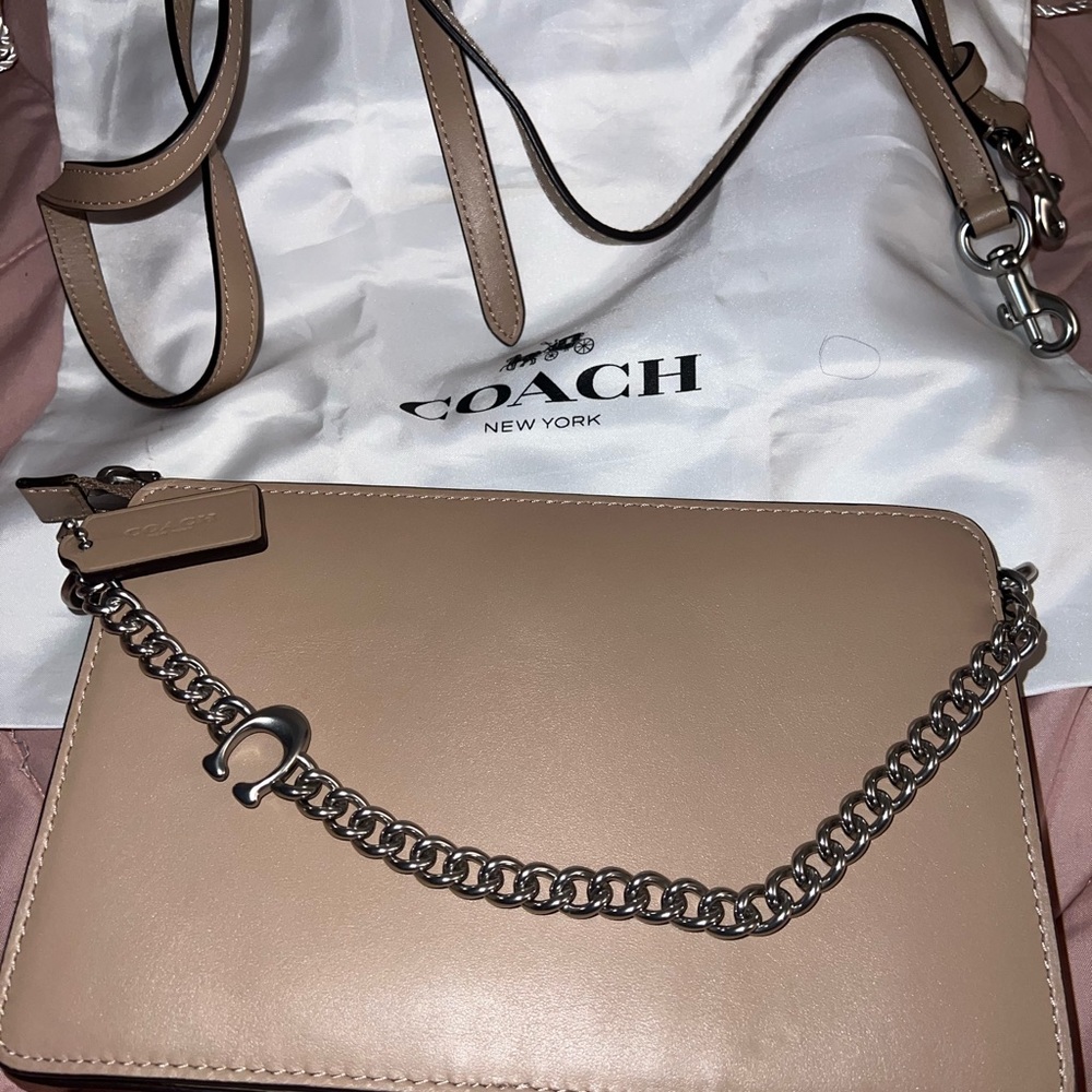 Nude coach crossbody bag with duster bag